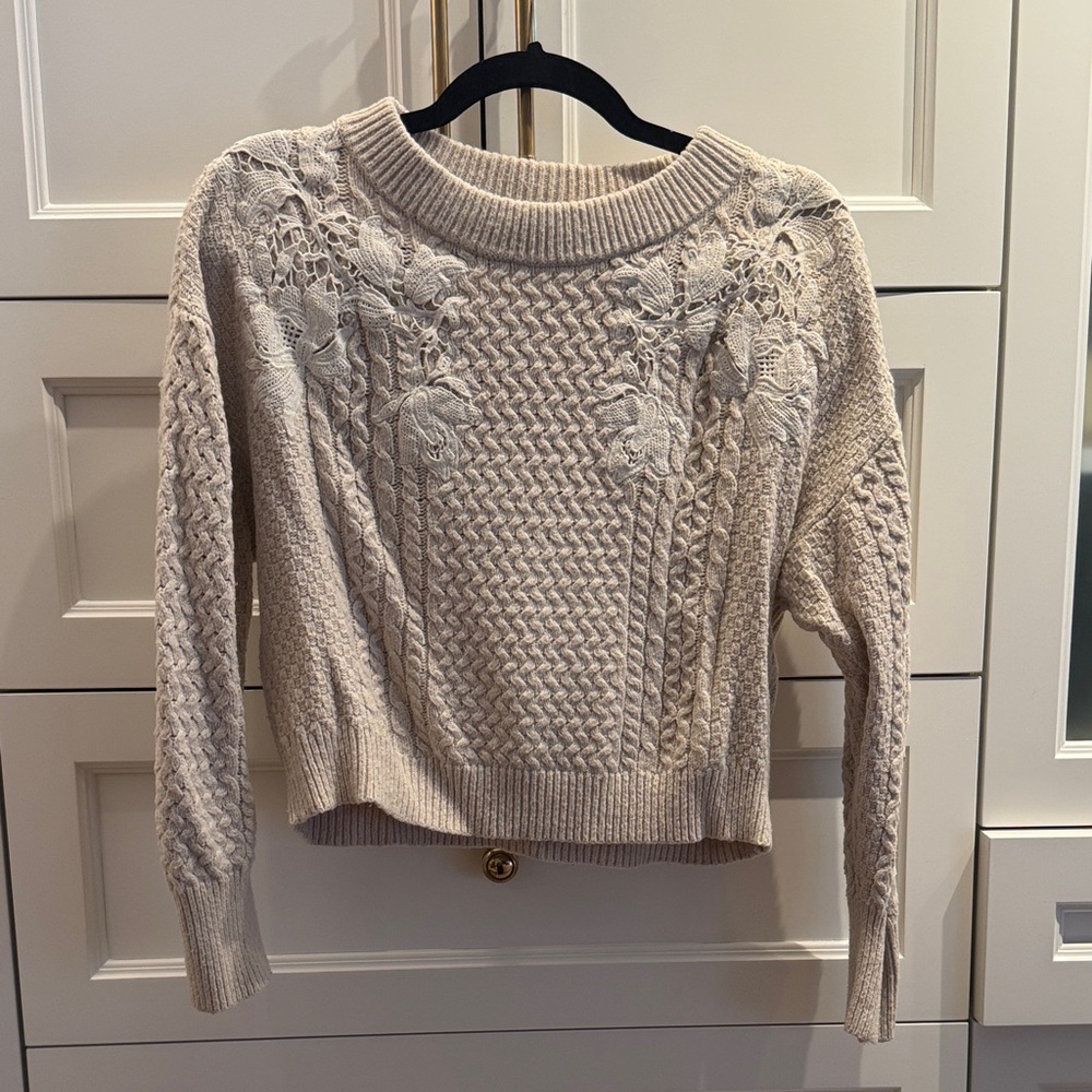 Rebecca Taylor Cream Textured Knit Sweater